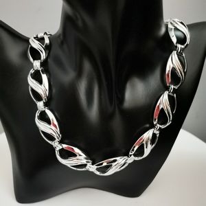 Silver Sterling Silver necklace, Miami chain necklace, silver tone Miami necklac